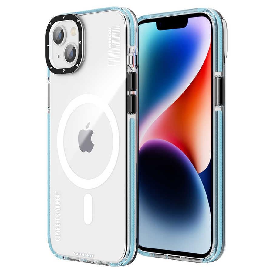 Apple iPhone 13 Kılıf M-safe Şarj Özellikli Şeffaf Sert PC Zore Embos Kapak