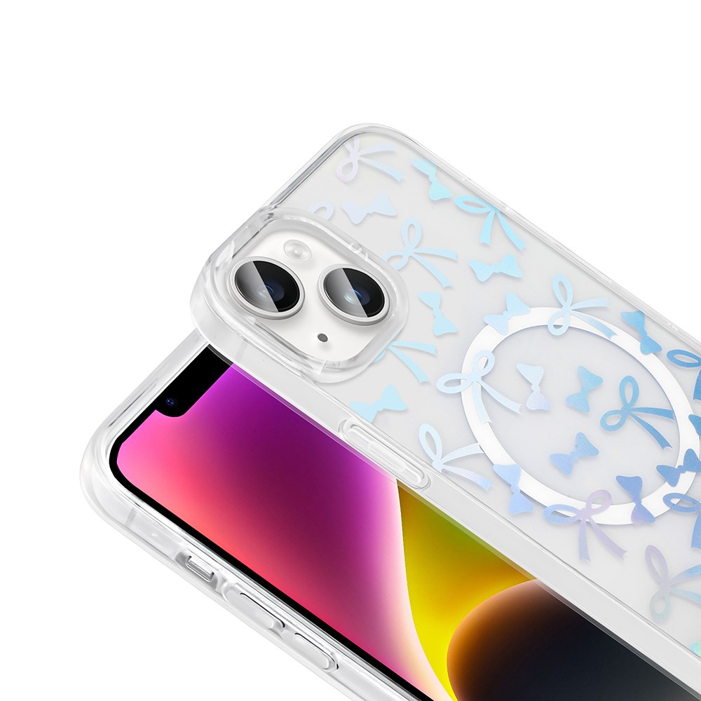 Apple iPhone 13 Kılıf M-Safe Şarj Özellikli Şeffaf Zore Folk Sert Kapak