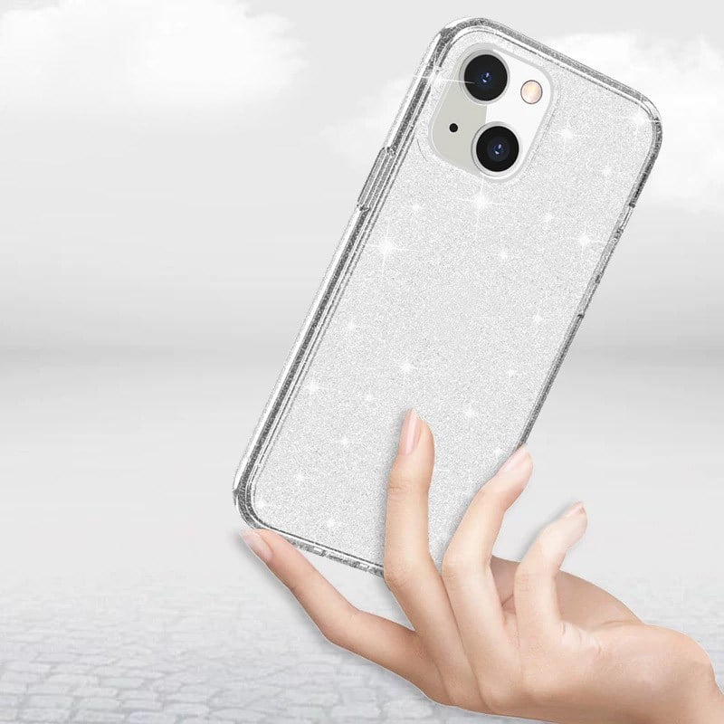 Apple iPhone 13 Kılıf Parlayan Simli Şeffaf Zore Redos Kapak