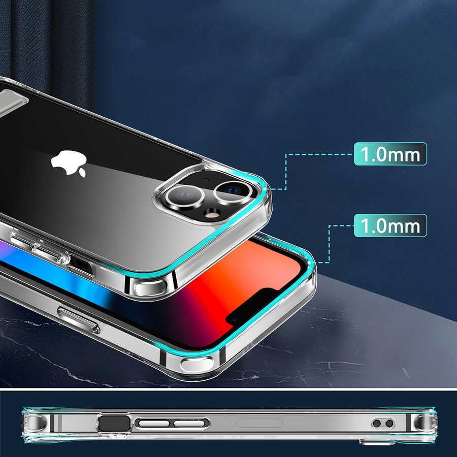 Apple iPhone 13 Kılıf Standlı Şeffaf Silikon Zore L-Stand Kapak