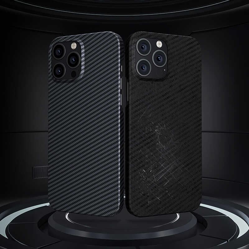 Apple iPhone 13 Pro Kılıf M-safe Özellikli Karbon Fiber Benks Essential Kevlar Kapak
