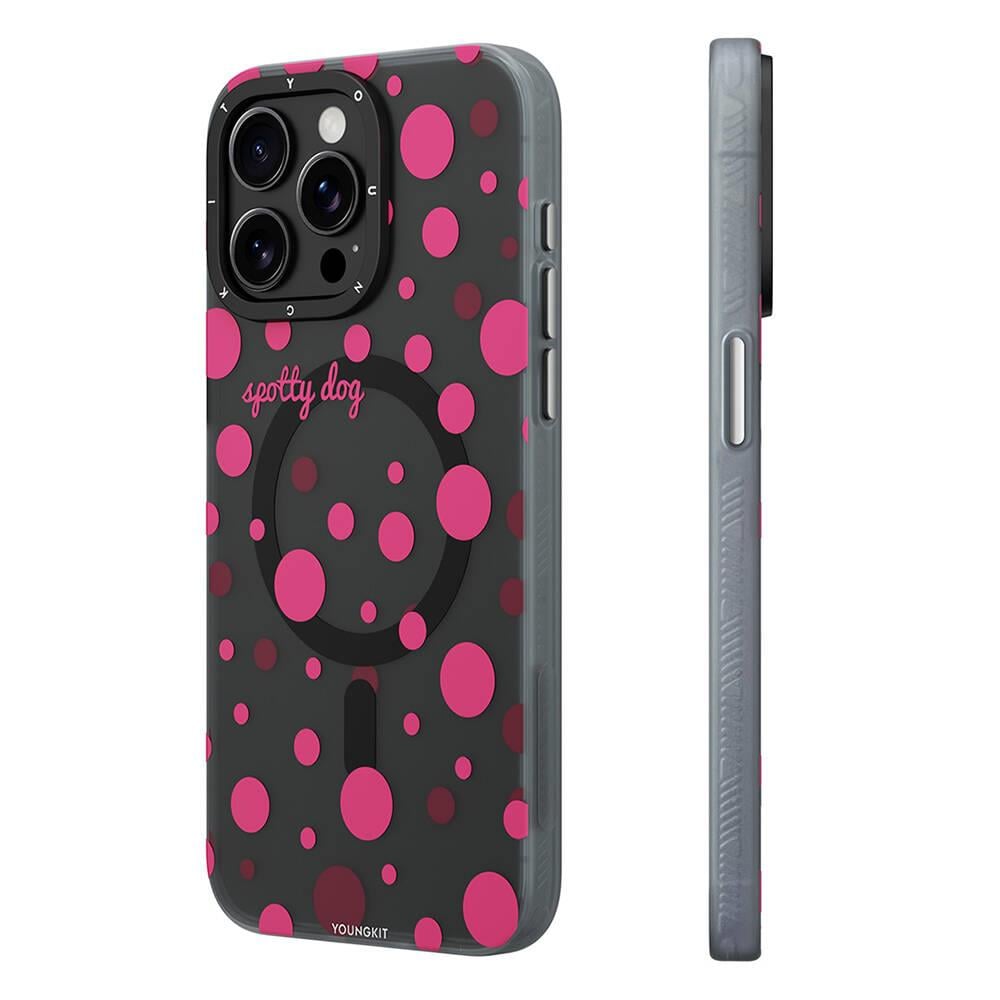 Apple iPhone 13 Pro Kılıf M-safe Şarj Özellikli Polka Dot Desenli Youngkit Spots Serisi Kapak
