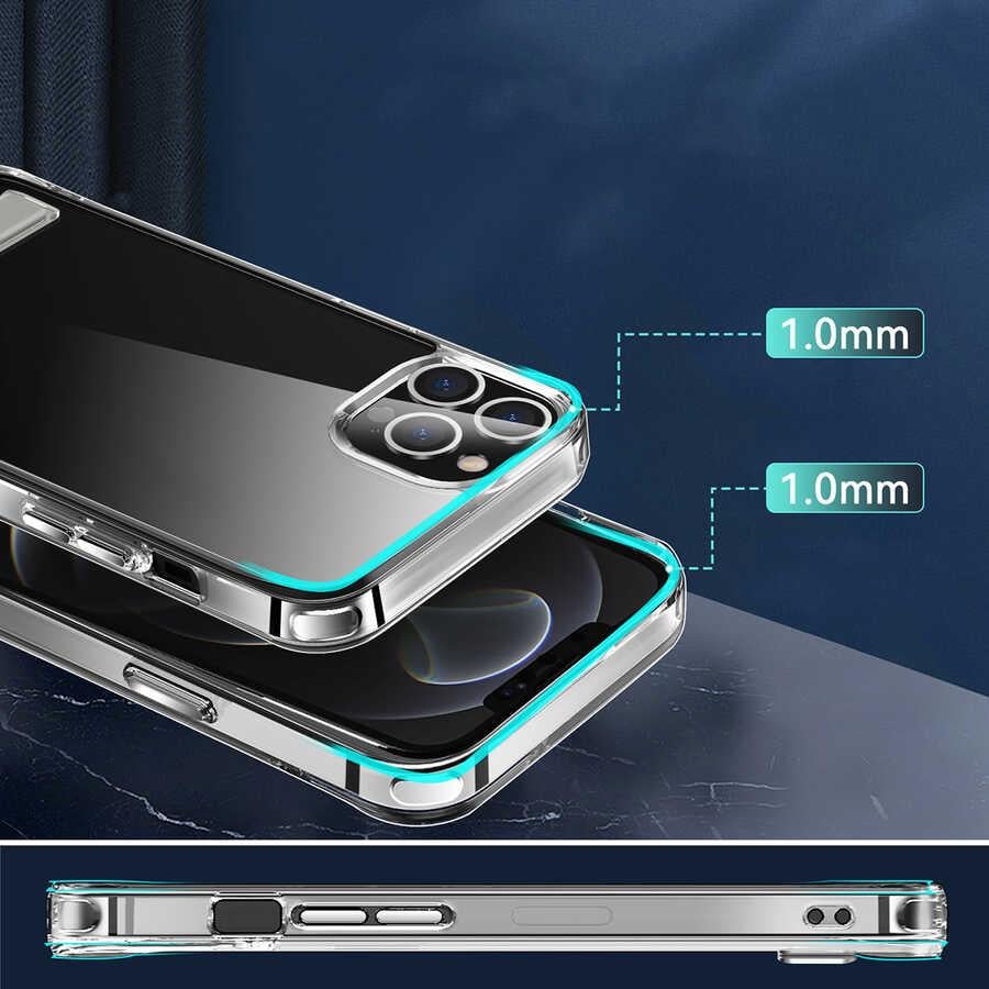 Apple iPhone 13 Pro Kılıf Standlı Şeffaf Silikon Zore L-Stand Kapak
