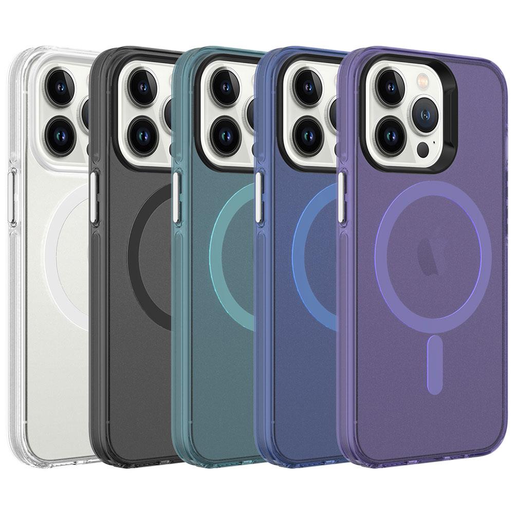 Apple iPhone 13 Pro Kılıf Zore M-safe Şarj Özellikli Buzlu Transparan C-Pro Sert Kapak