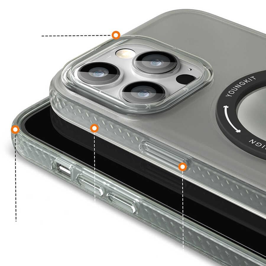 Apple iPhone 13 Pro Max Kılıf M-safe Şarj Özellikli Youngkit Rock Serisi Kapak