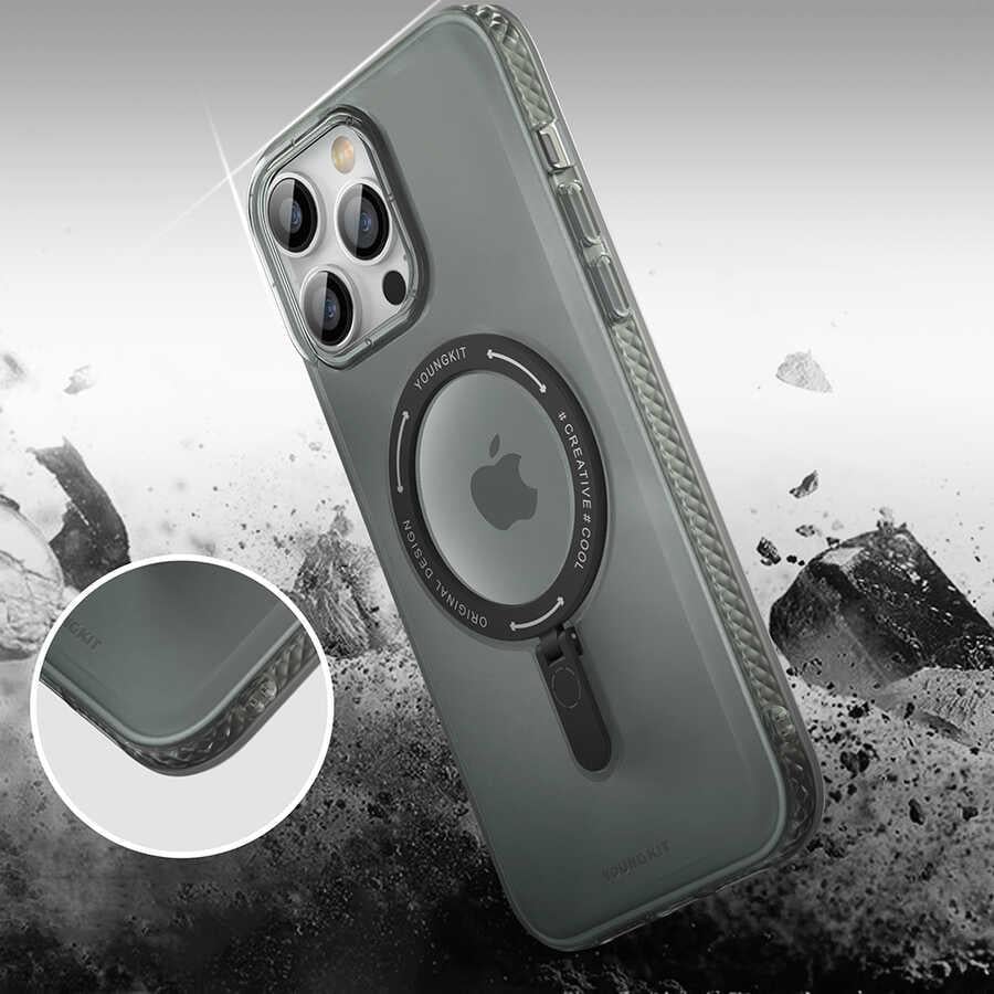 Apple iPhone 13 Pro Max Kılıf M-safe Şarj Özellikli Youngkit Rock Serisi Kapak
