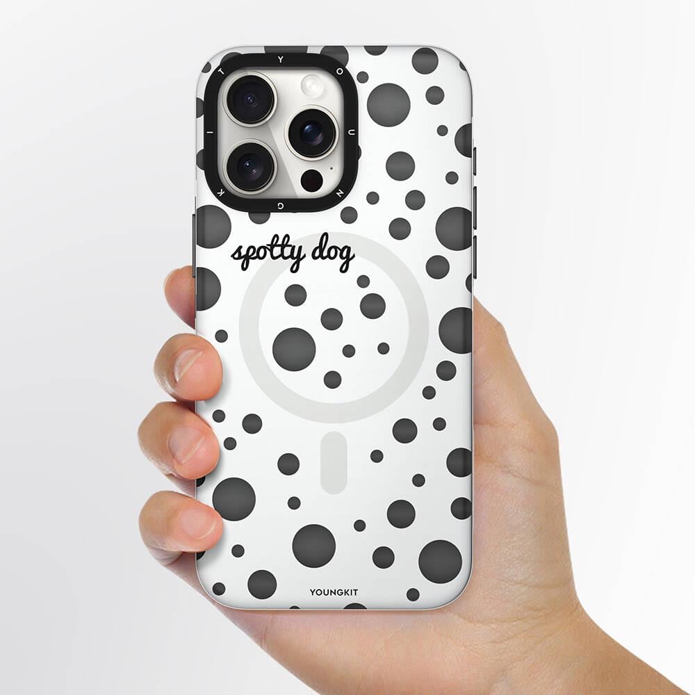 Apple iPhone 13 Pro Max Kılıf M-safe Şarj Özellikli Polka Dot Desenli Youngkit Spots Serisi Kapak