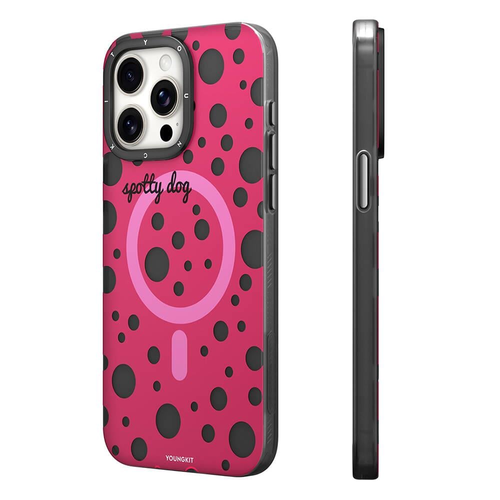 Apple iPhone 13 Pro Max Kılıf M-safe Şarj Özellikli Polka Dot Desenli Youngkit Spots Serisi Kapak