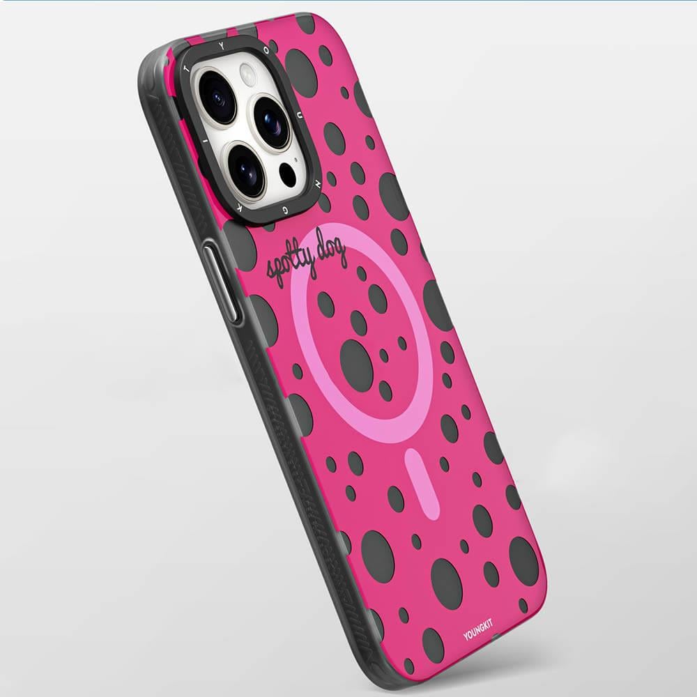 Apple iPhone 13 Pro Max Kılıf M-safe Şarj Özellikli Polka Dot Desenli Youngkit Spots Serisi Kapak