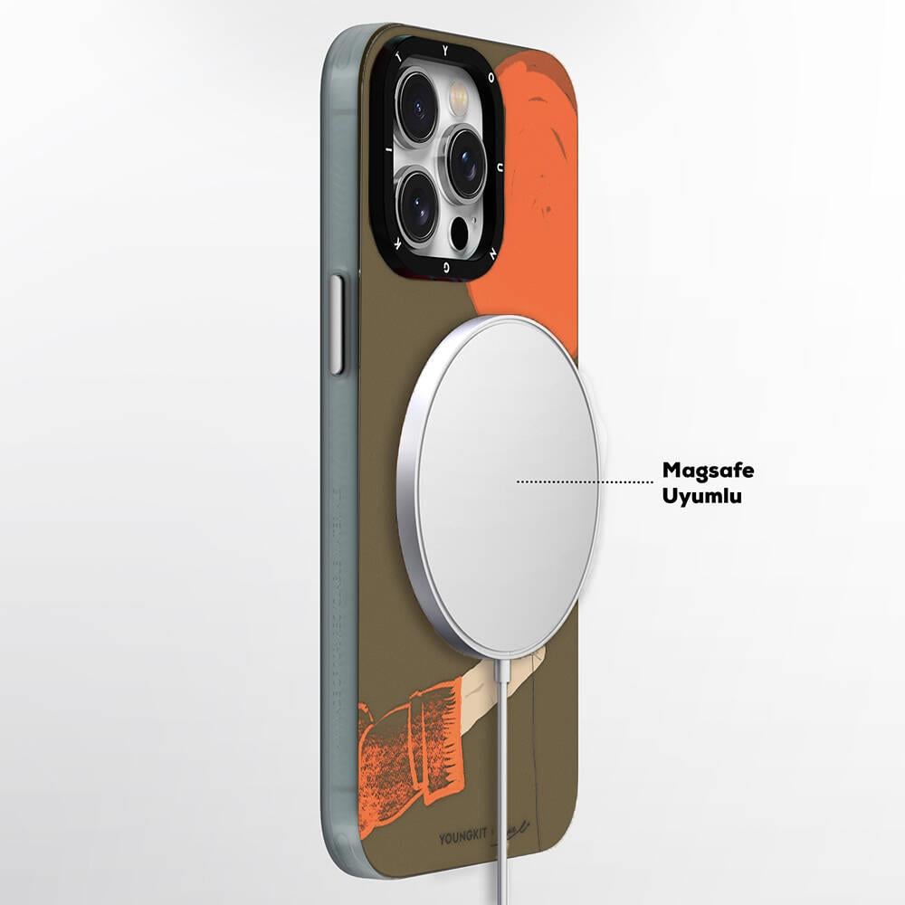 Apple iPhone 13 Pro Max Kılıf M-safe Şarj Özellikli Youngkit Orange Serisi Flying Balloon Kapak