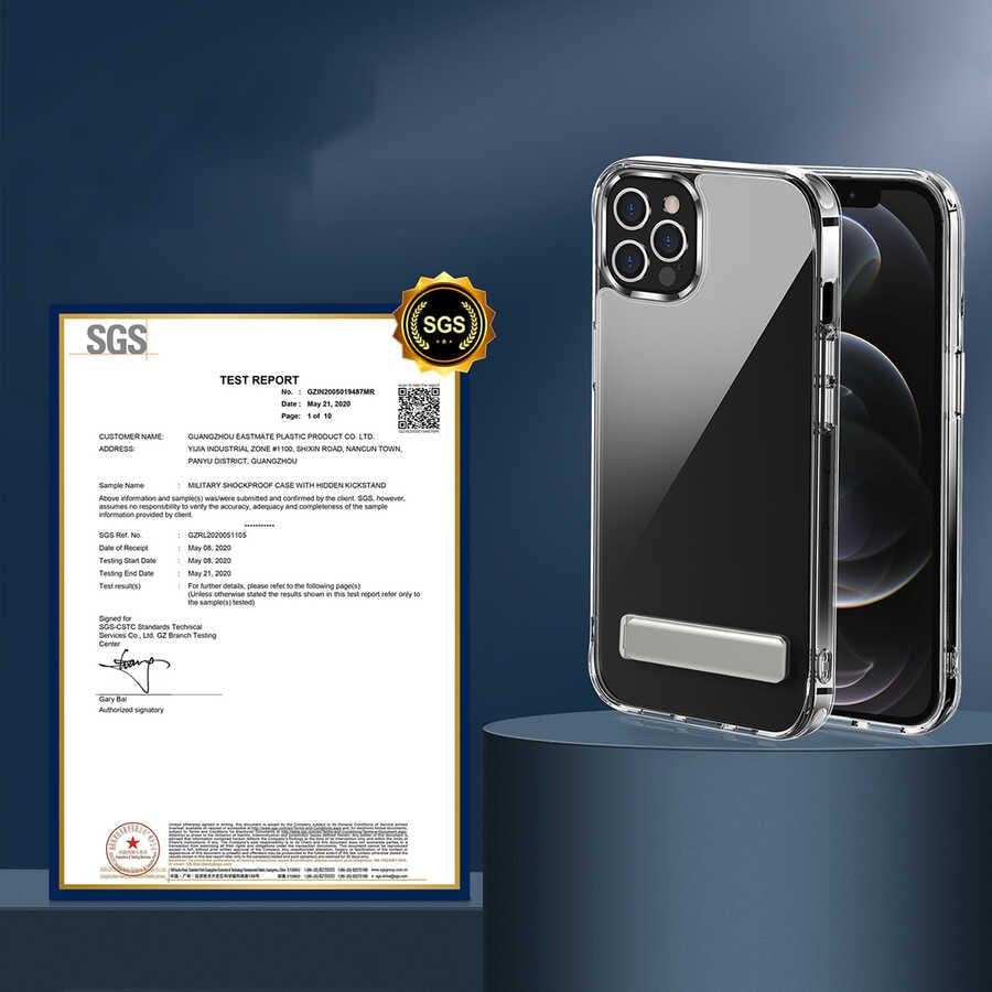 Apple iPhone 13 Pro Max Kılıf Standlı Şeffaf Silikon Zore L-Stand Kapak