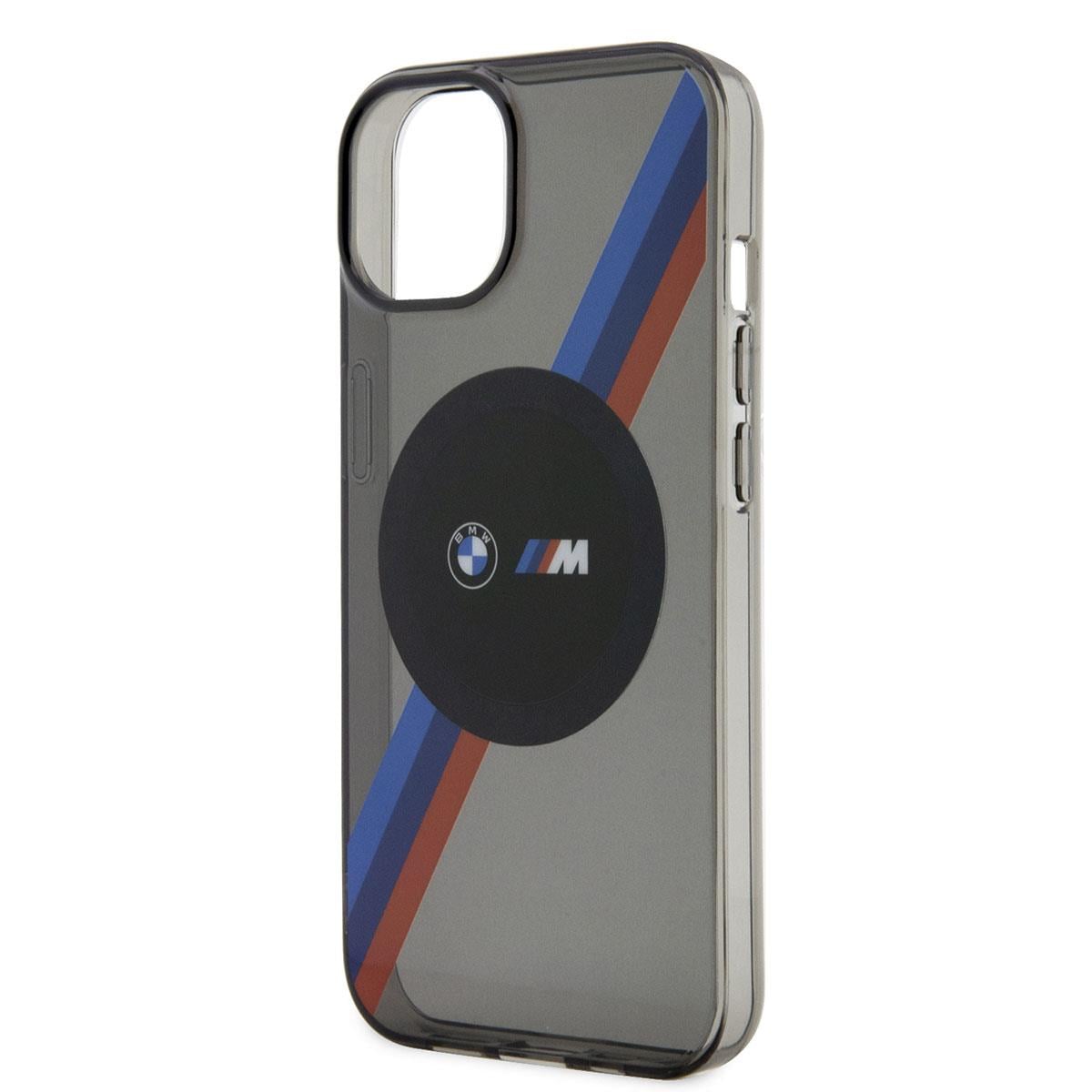 Apple iPhone 14 Kılıf BMW M-safe Şarj Özellikli Transparan 3 Renkli Şerit Dizayn Kapak
