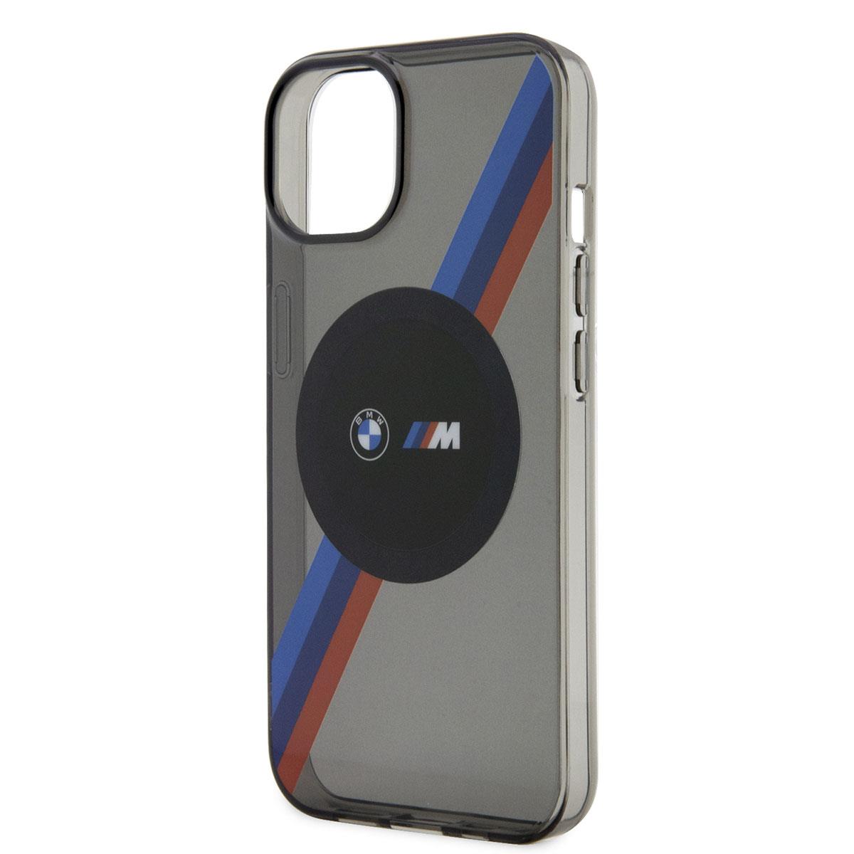 Apple iPhone 14 Kılıf BMW M-safe Şarj Özellikli Transparan 3 Renkli Şerit Dizayn Kapak