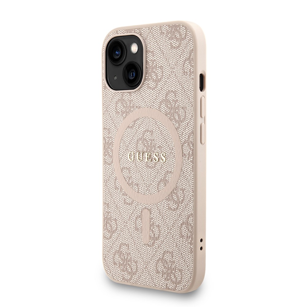 Apple iPhone 14 Kılıf Guess Orjinal Lisanslı M-safe Şarj Özellikli PU Deri Bilek Askı İpli Yazı Logolu Kapak