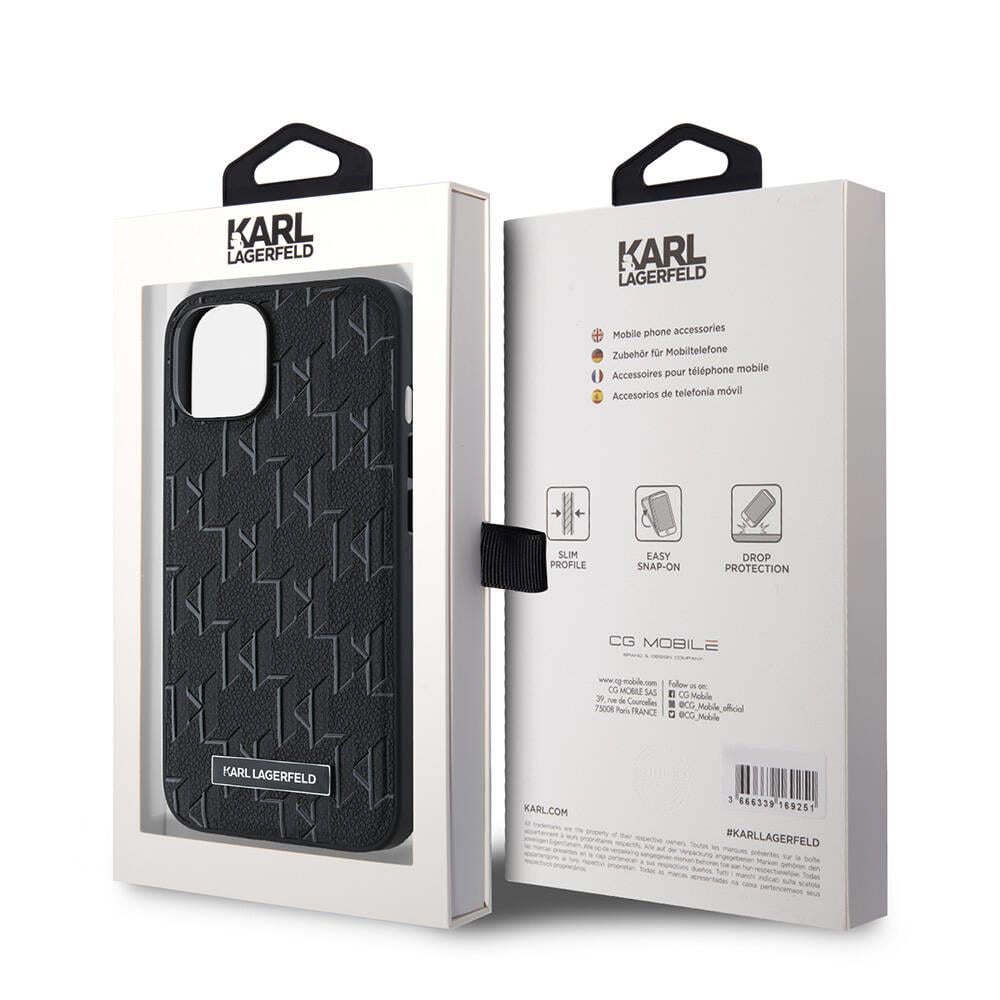 Apple iPhone 14 Kılıf Karl Lagerfeld Orjinal Lisanslı M-safe Şarj Özellikli KL Yazılı Hot Stamp Kapak