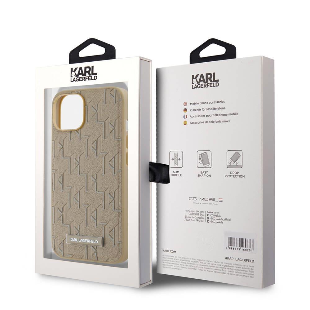 Apple iPhone 14 Kılıf Karl Lagerfeld Orjinal Lisanslı M-safe Şarj Özellikli KL Yazılı Hot Stamp Kapak