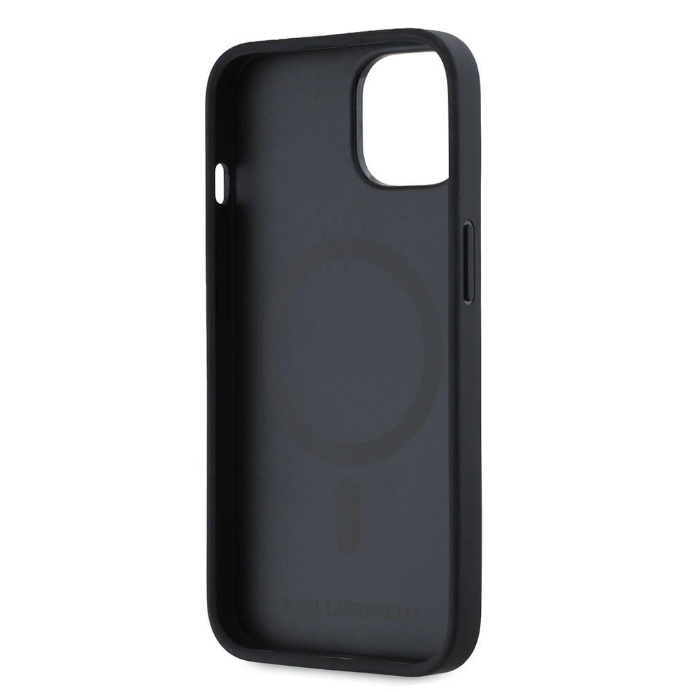 Apple iPhone 14 Kılıf Karl Lagerfeld Orjinal Lisanslı M-safe Şarj Özellikli KL Yazılı Hot Stamp Kapak
