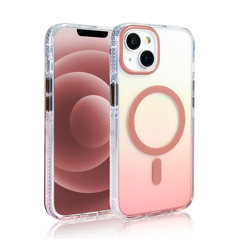 Apple iPhone 14 Kılıf M-safe Şarj Özellikli Transparan Renk Geçişli Zore Toros Kapak