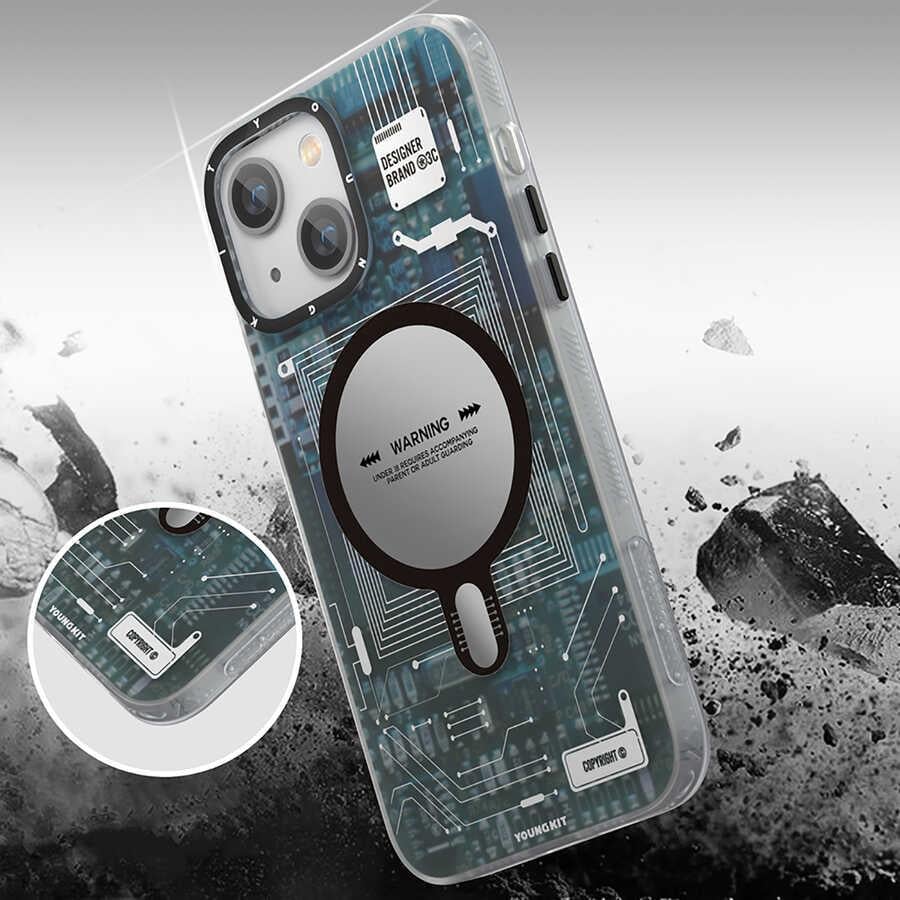 Apple iPhone 14 Kılıf M-safe Şarj Özellikli YoungKit Technology Serisi Kapak