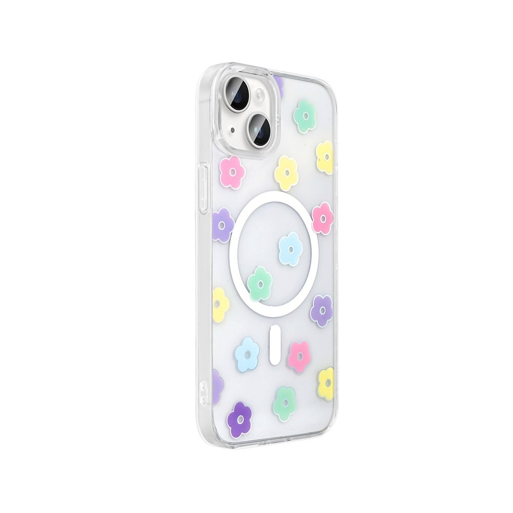 Apple iPhone 14 Kılıf M-Safe Şarj Özellikli Şeffaf Zore Folk Sert Kapak