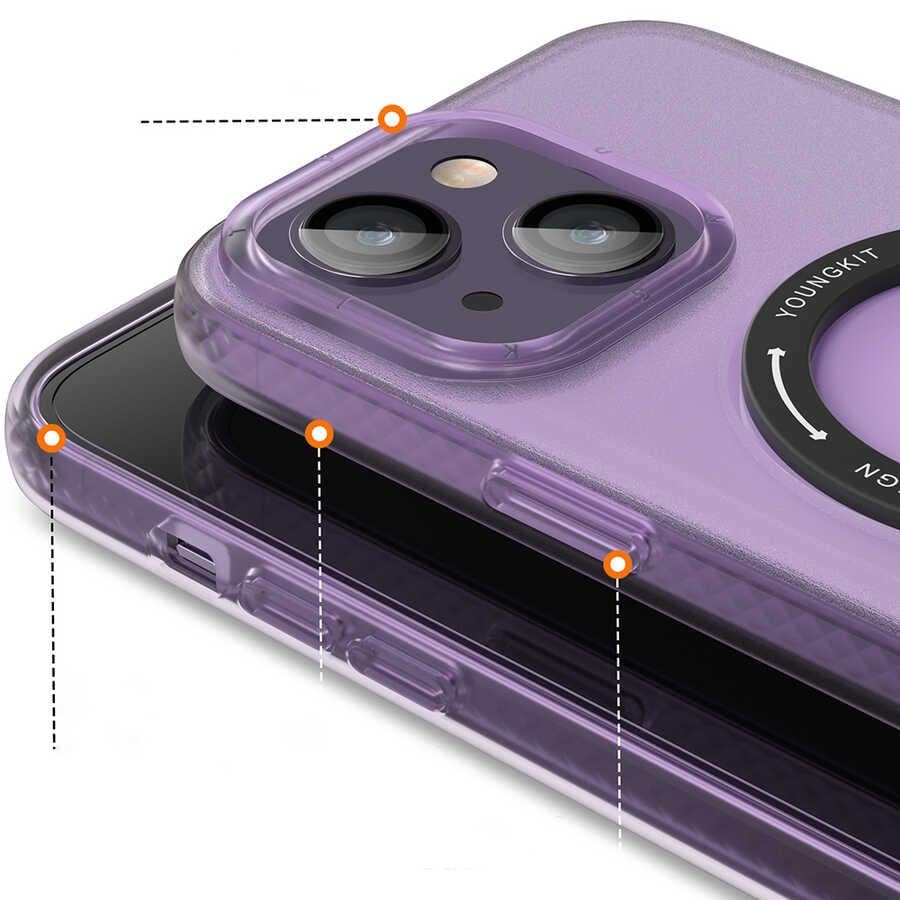 Apple iPhone 14 Kılıf M-safe Şarj Özellikli Youngkit Rock Serisi Kapak