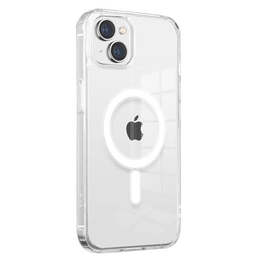 Apple iPhone 14 Kılıf M-safe Şarj Özellikli Şeffaf Sert PC Zore Embos Kapak