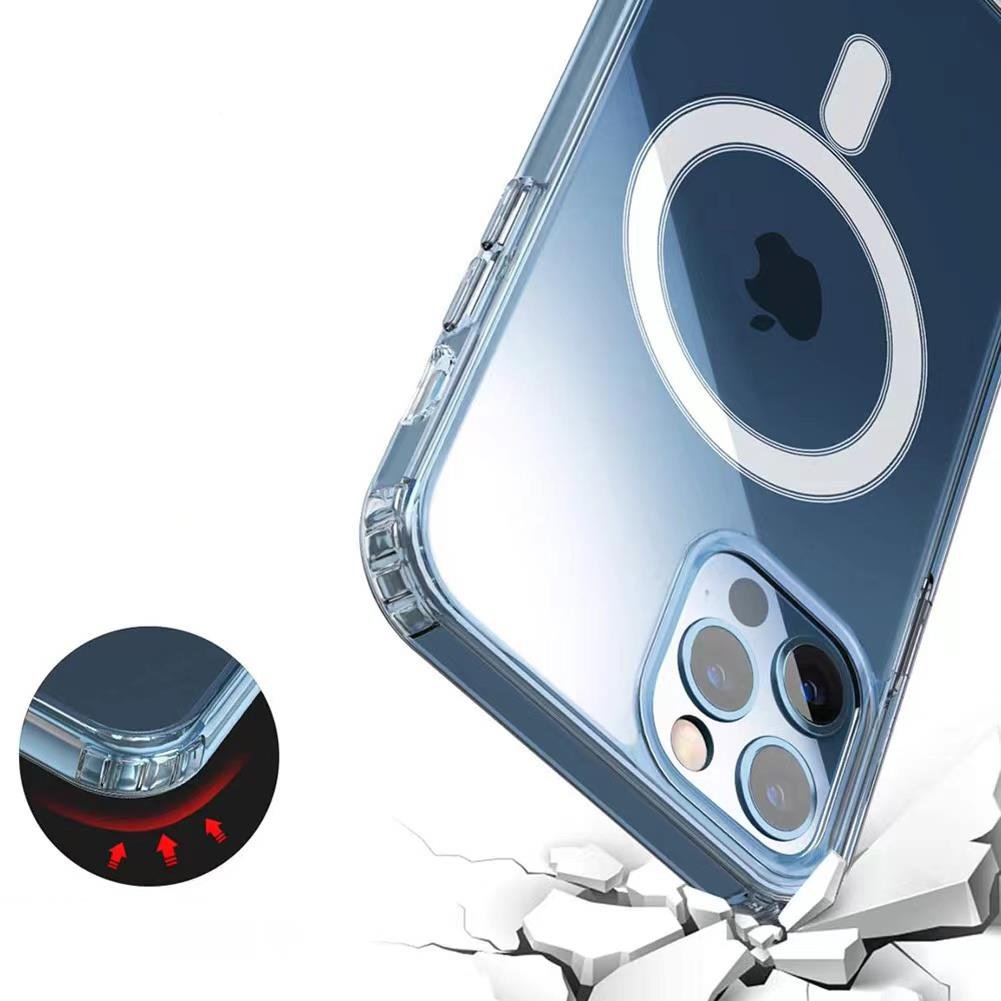 Apple iPhone 14 Kılıf M-safe Şarj Özellikli Şeffaf Sert PC Zore Embos Kapak