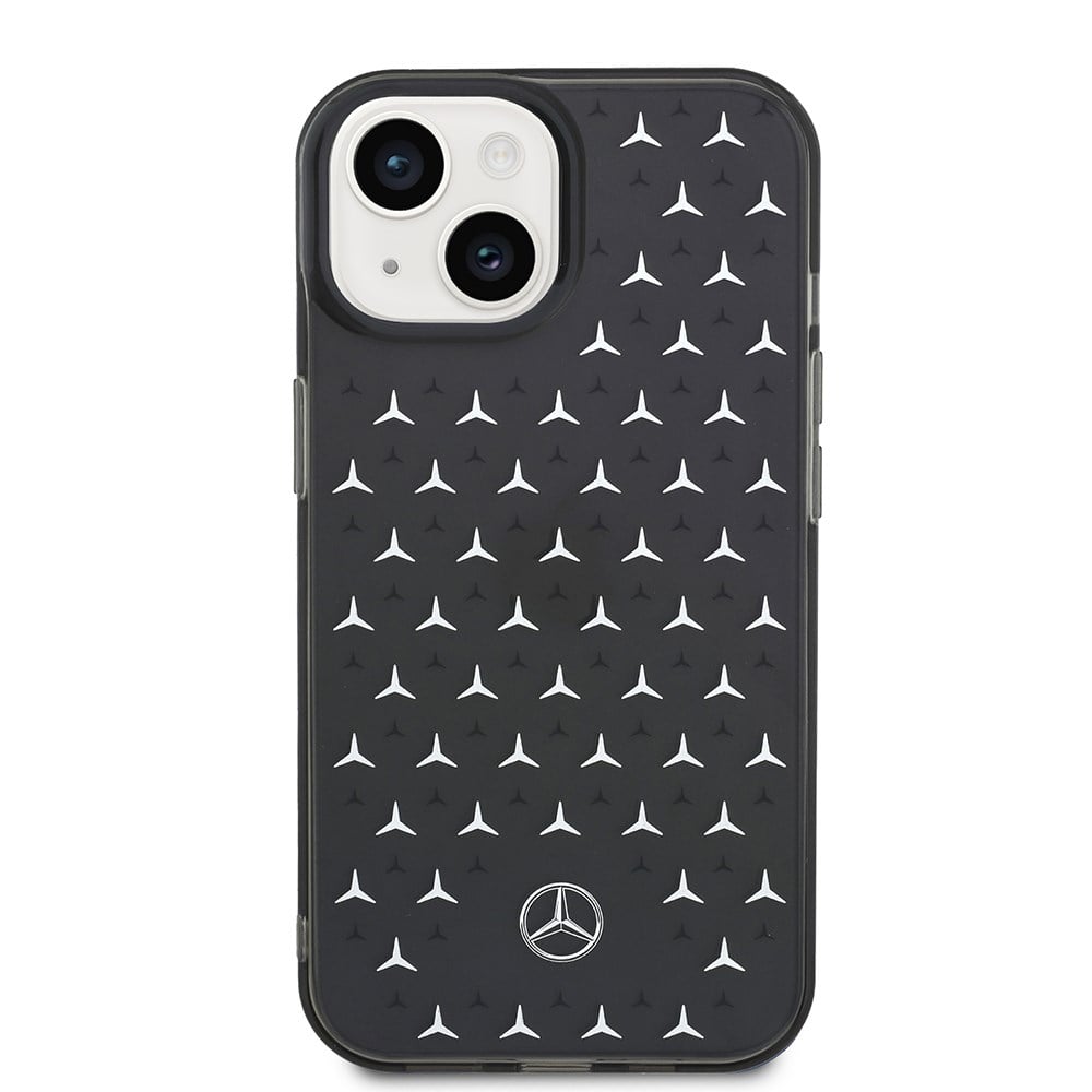 Apple iPhone 14 Kılıf Mercedes Benz Çift Katmanlı Yıldız Desenli Dizayn Kapak