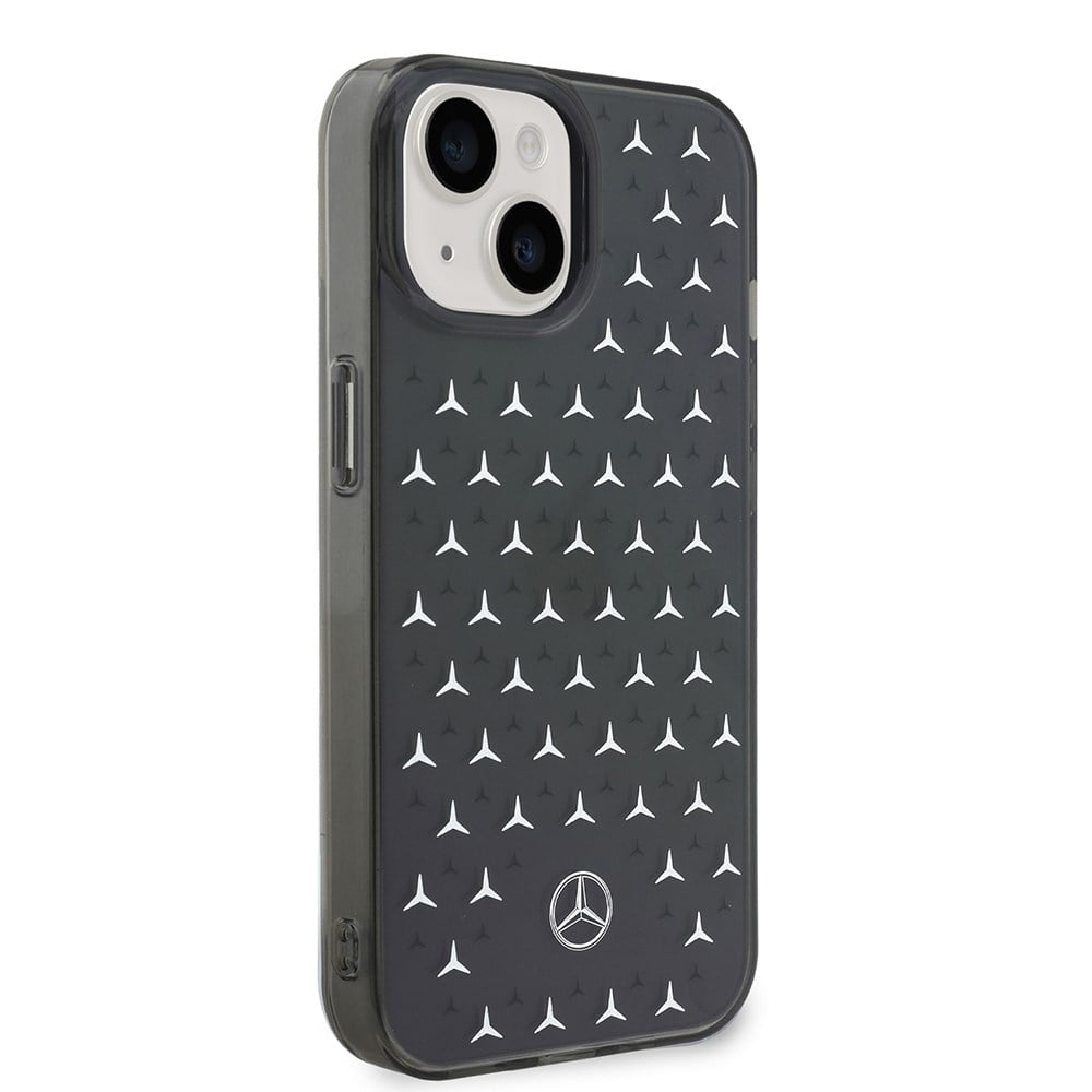 Apple iPhone 14 Kılıf Mercedes Benz Çift Katmanlı Yıldız Desenli Dizayn Kapak