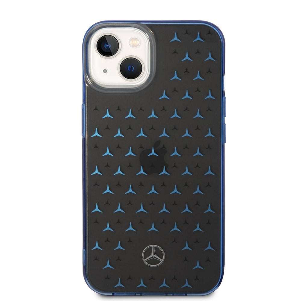 Apple iPhone 14 Kılıf Mercedes Benz Çift Katmanlı Yıldız Desenli Dizayn Kapak