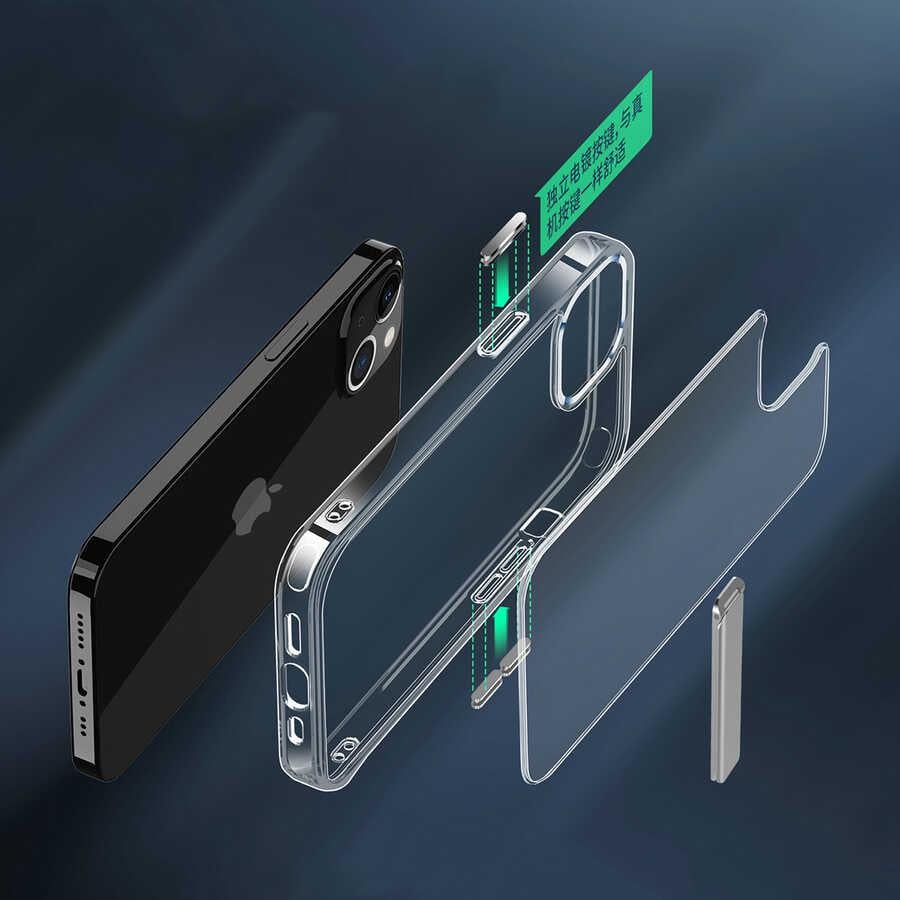 Apple iPhone 14 Kılıf Standlı Şeffaf Silikon Zore L-Stand Kapak