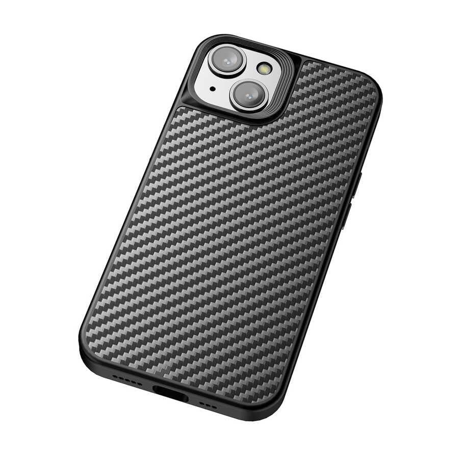 Apple iPhone 14 Plus Kılıf Aramid Karbon Fiber M-safe Özellikli Wlons Radison Kapak