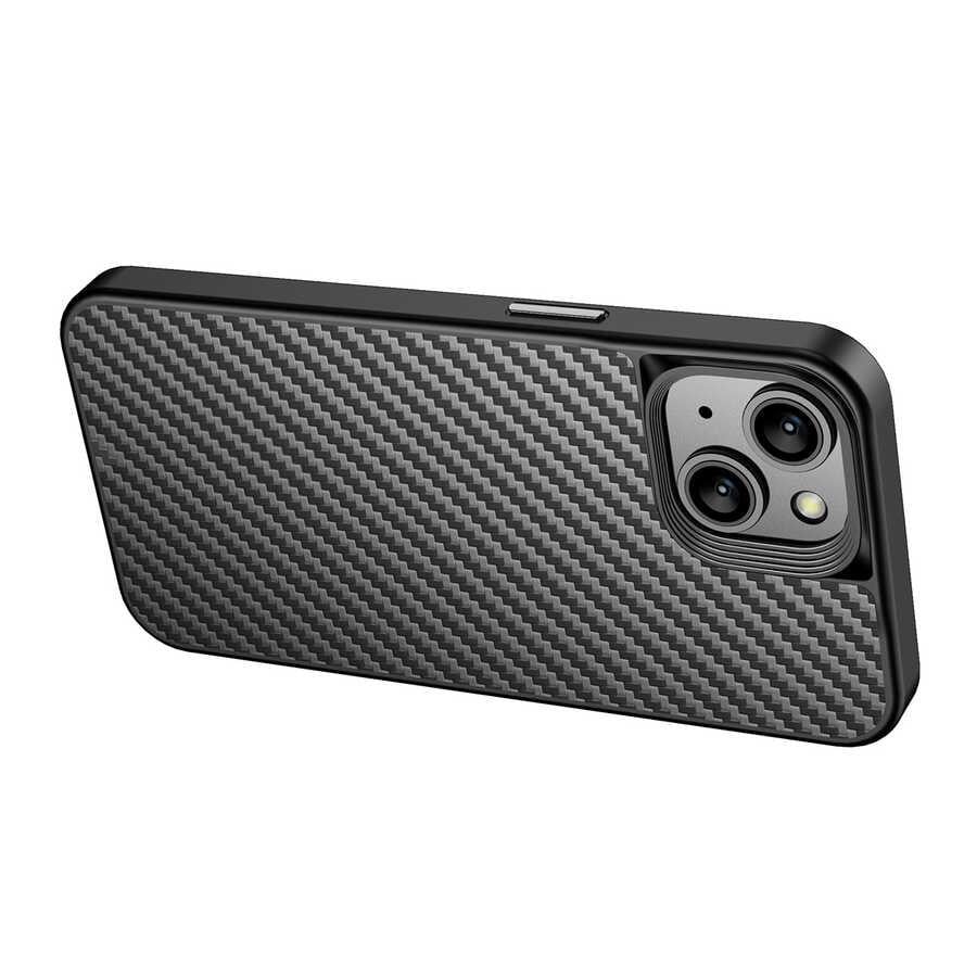 Apple iPhone 14 Plus Kılıf Aramid Karbon Fiber M-safe Özellikli Wlons Radison Kapak