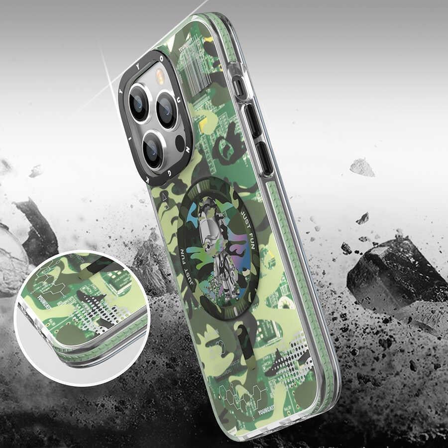 Apple iPhone 14 Plus Kılıf M-safe Şarj Özellikli YoungKit Kamuflaj Serisi Kapak