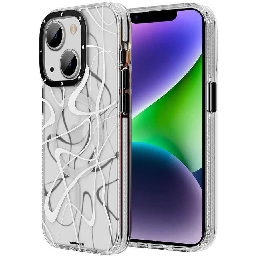 Apple iPhone 14 Plus Kılıf M-safe Şarj Özellikli Youngkit Water-Ink Serisi Kapak