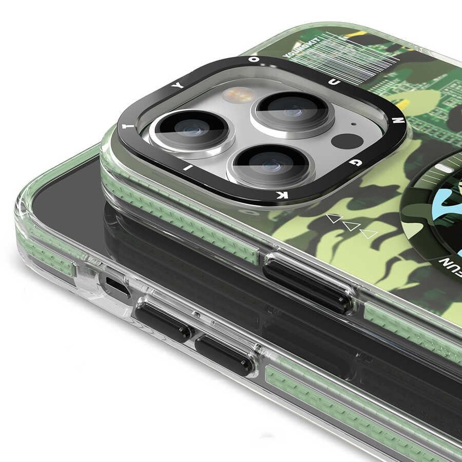 Apple iPhone 14 Plus Kılıf M-safe Şarj Özellikli YoungKit Kamuflaj Serisi Kapak