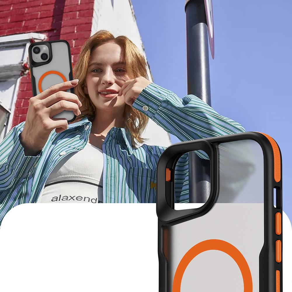 Apple iPhone 14 Plus Kılıf M-safe Şarj Özellikli Renkli Kenar Airbag Şeritli Zore Lamer Kapak