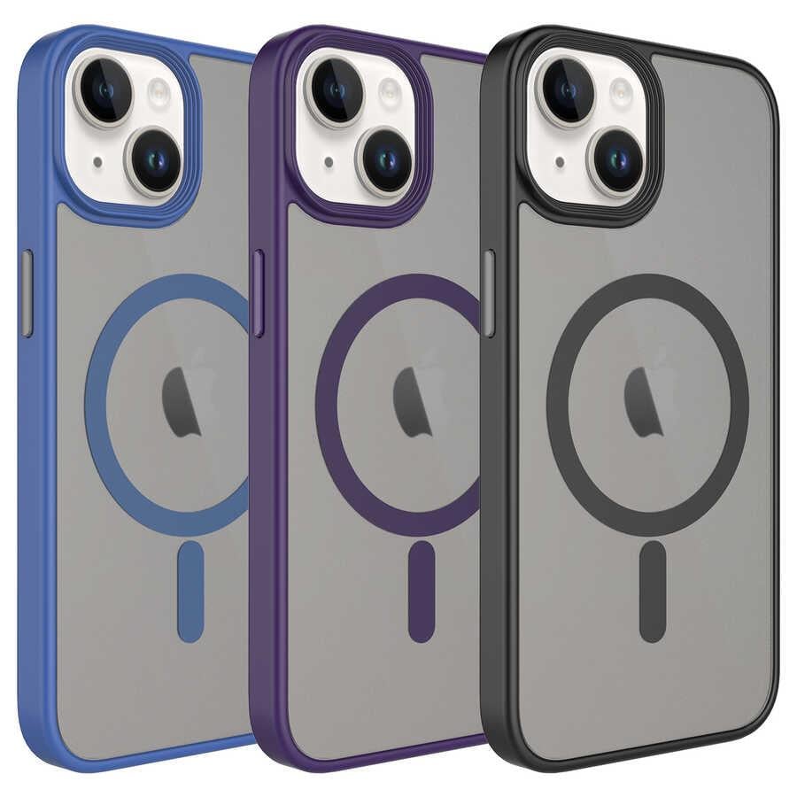 Apple iPhone 14 Plus Kılıf Mat Arka Yüzey Wireless Şarj Özellikli Zore Flet M-safe Kapak