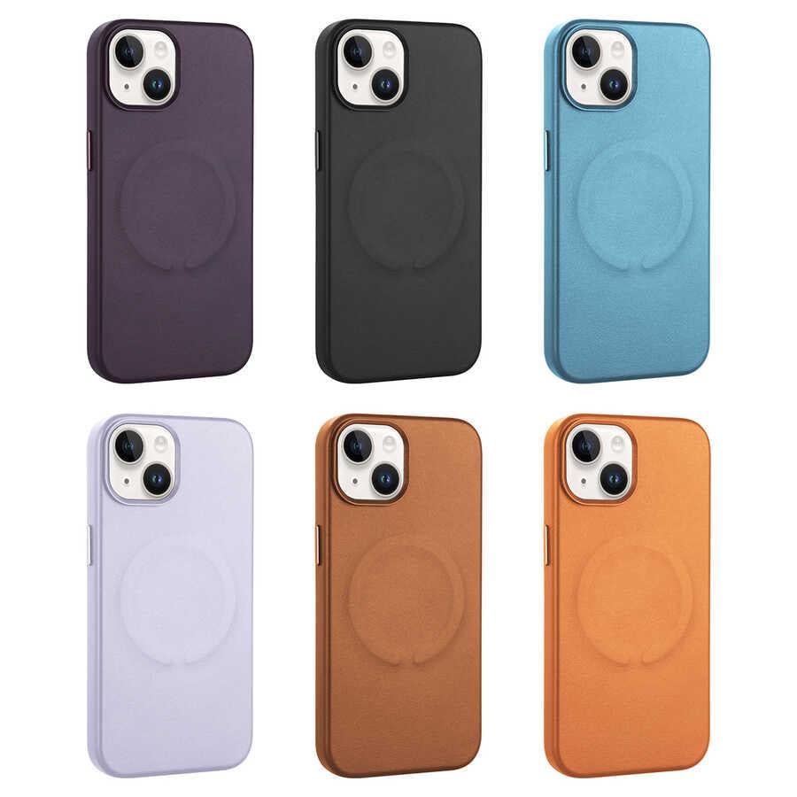 Apple iPhone 14 Plus Kılıf PU Deri M-safe Wireless Şarj Özellikli Zore Derix Kapak