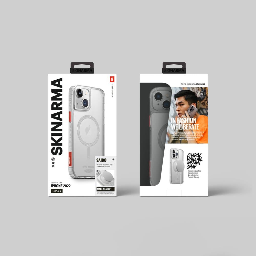 Apple iPhone 14 Plus Kılıf SkinArma Şeffaf Airbag Tasarımlı M-safe Şarj Özellikli Saido Kapak