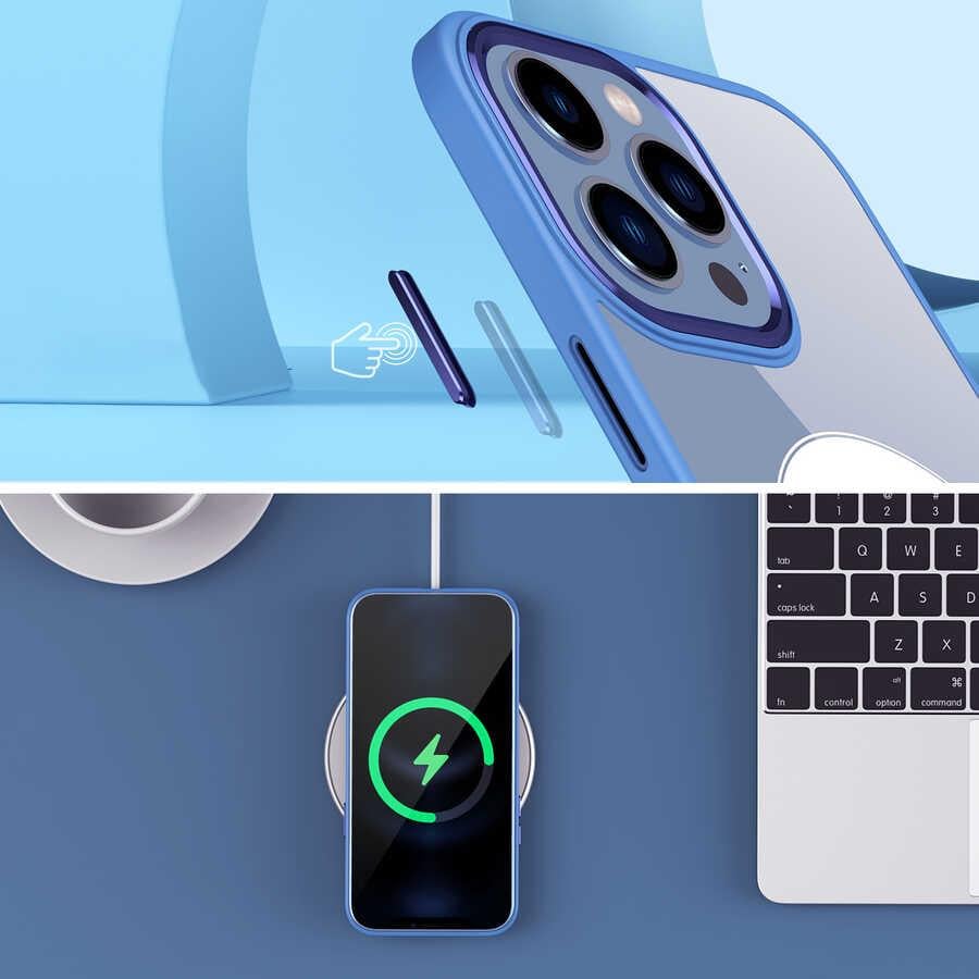 Apple iPhone 14 Plus Kılıf Wireless Şarj Özellikli Zore Krom M-safe Silikon Kapak