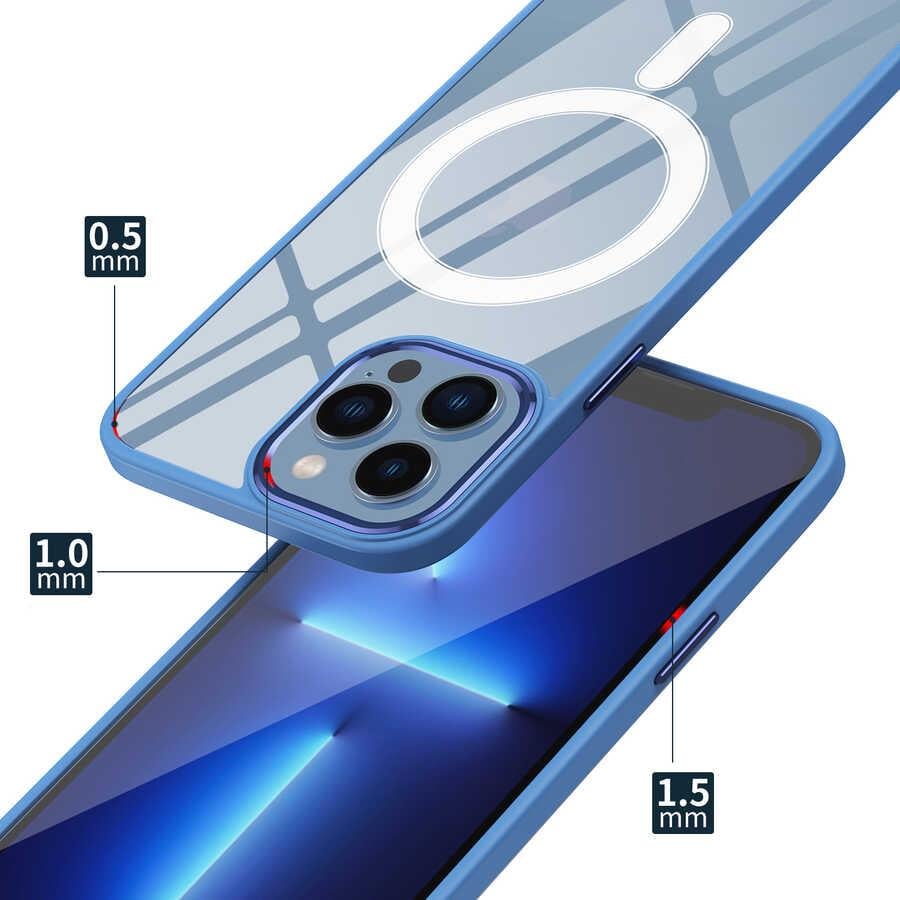 Apple iPhone 14 Plus Kılıf Wireless Şarj Özellikli Zore Krom M-safe Silikon Kapak