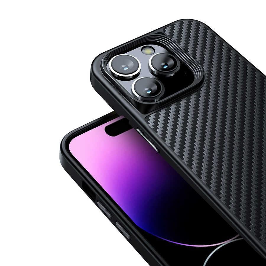 Apple iPhone 14 Pro Kılıf Aramid Karbon Fiber M-safe Özellikli Wlons Radison Kapak