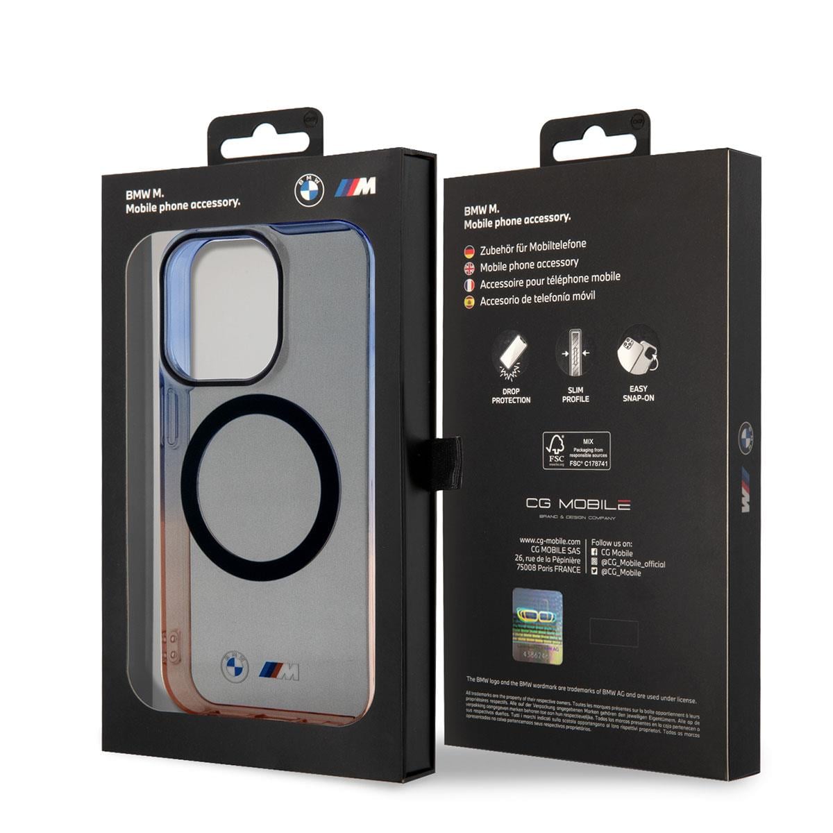 Apple iPhone 14 Pro Kılıf BMW M-safe Şarj Özellikli Transparan Renk Geçişli Dizayn Kapak
