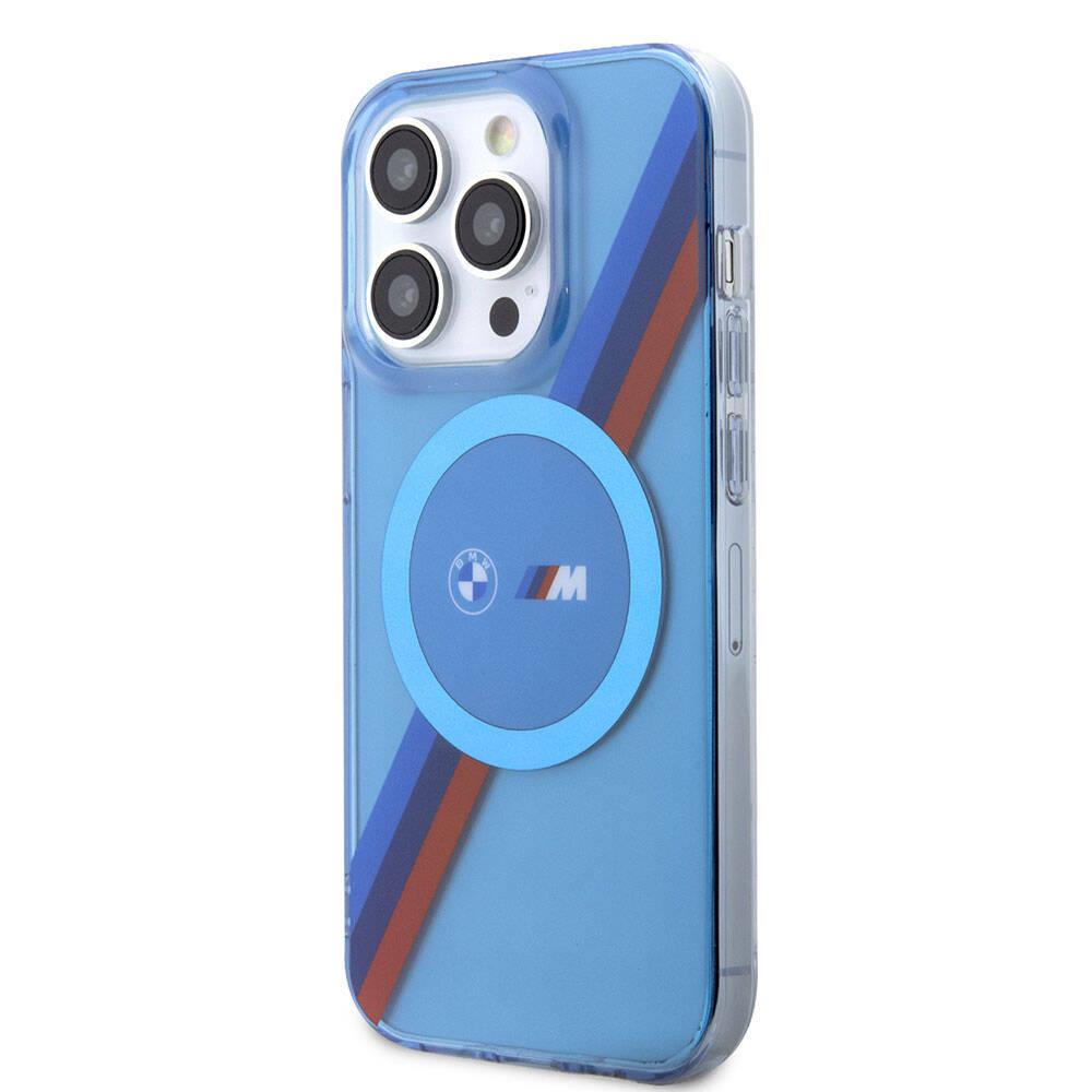 Apple iPhone 14 Pro Kılıf BMW M-safe Şarj Özellikli Transparan Tricolor Stripes Orjinal Lisanslı Kapak