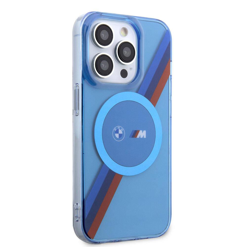 Apple iPhone 14 Pro Kılıf BMW M-safe Şarj Özellikli Transparan Tricolor Stripes Orjinal Lisanslı Kapak