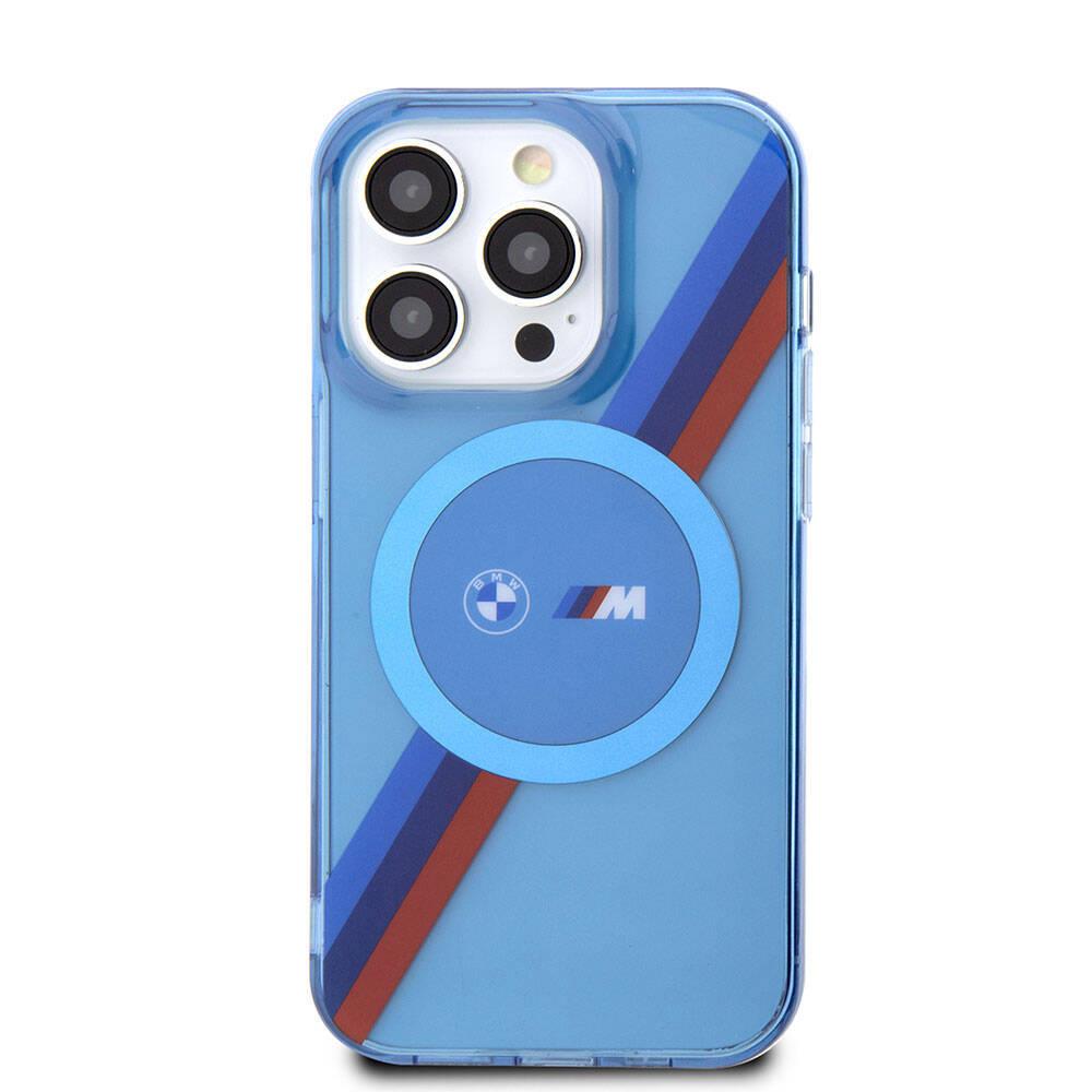 Apple iPhone 14 Pro Kılıf BMW M-safe Şarj Özellikli Transparan Tricolor Stripes Orjinal Lisanslı Kapak