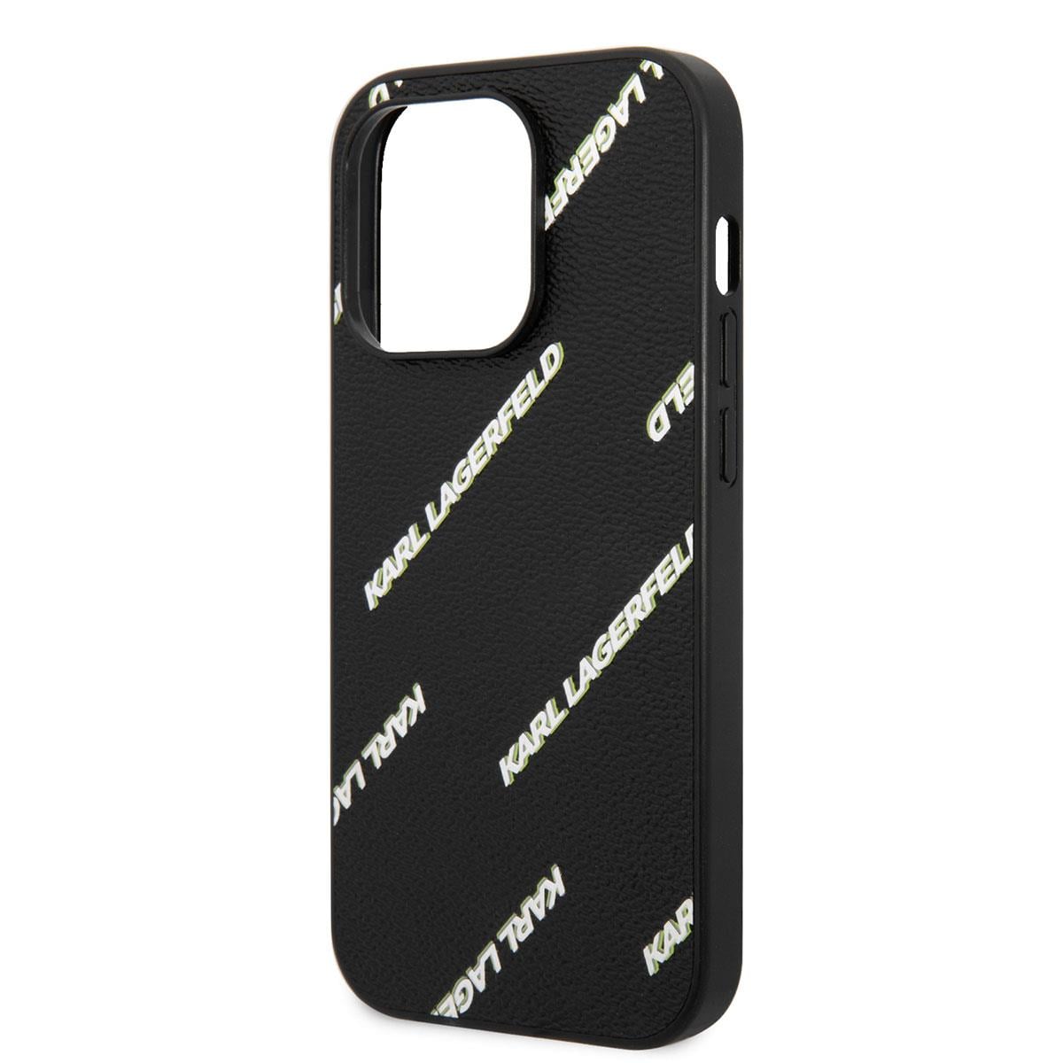 Apple iPhone 14 Pro Kılıf Karl Lagerfeld PU Suni Deri Logolu Dizayn Kapak