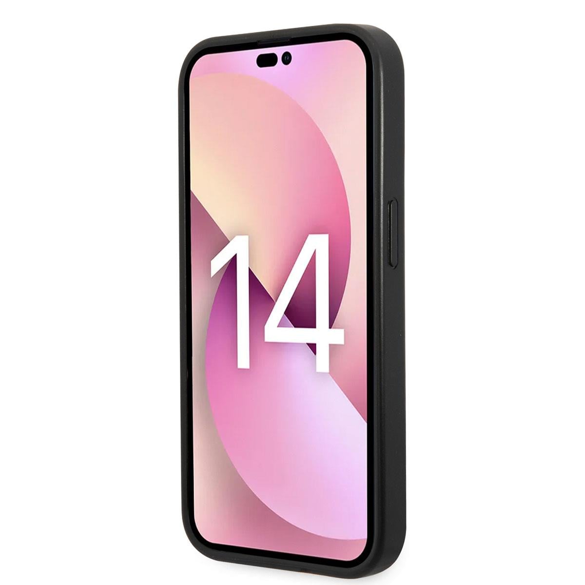 Apple iPhone 14 Pro Kılıf Karl Lagerfeld PU Suni Deri Logolu Dizayn Kapak