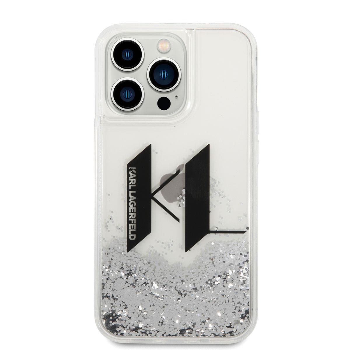 Apple iPhone 14 Pro Kılıf Karl Lagerfeld Sıvılı Simli Dizayn Kapak